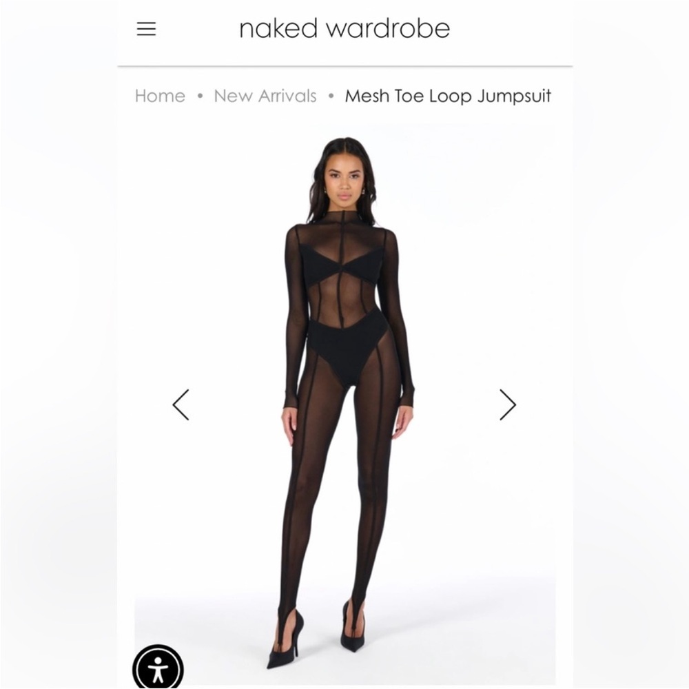 Naked Wardrobe Black Mesh Toe Loop Jumpsuit